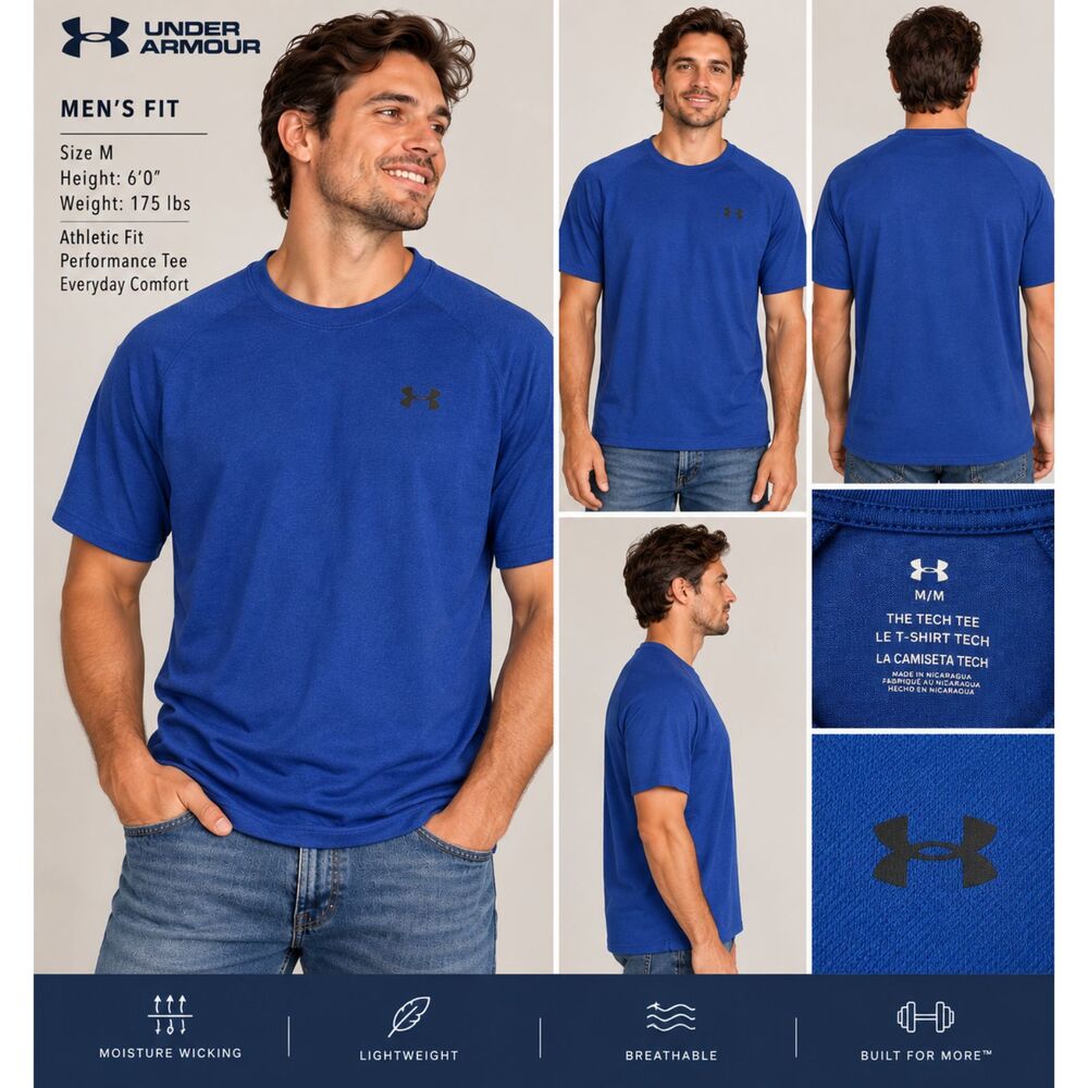 Under Armour The Tech Tee Men's M Royal Blue Short Sleeve Athletic Gym Shirt